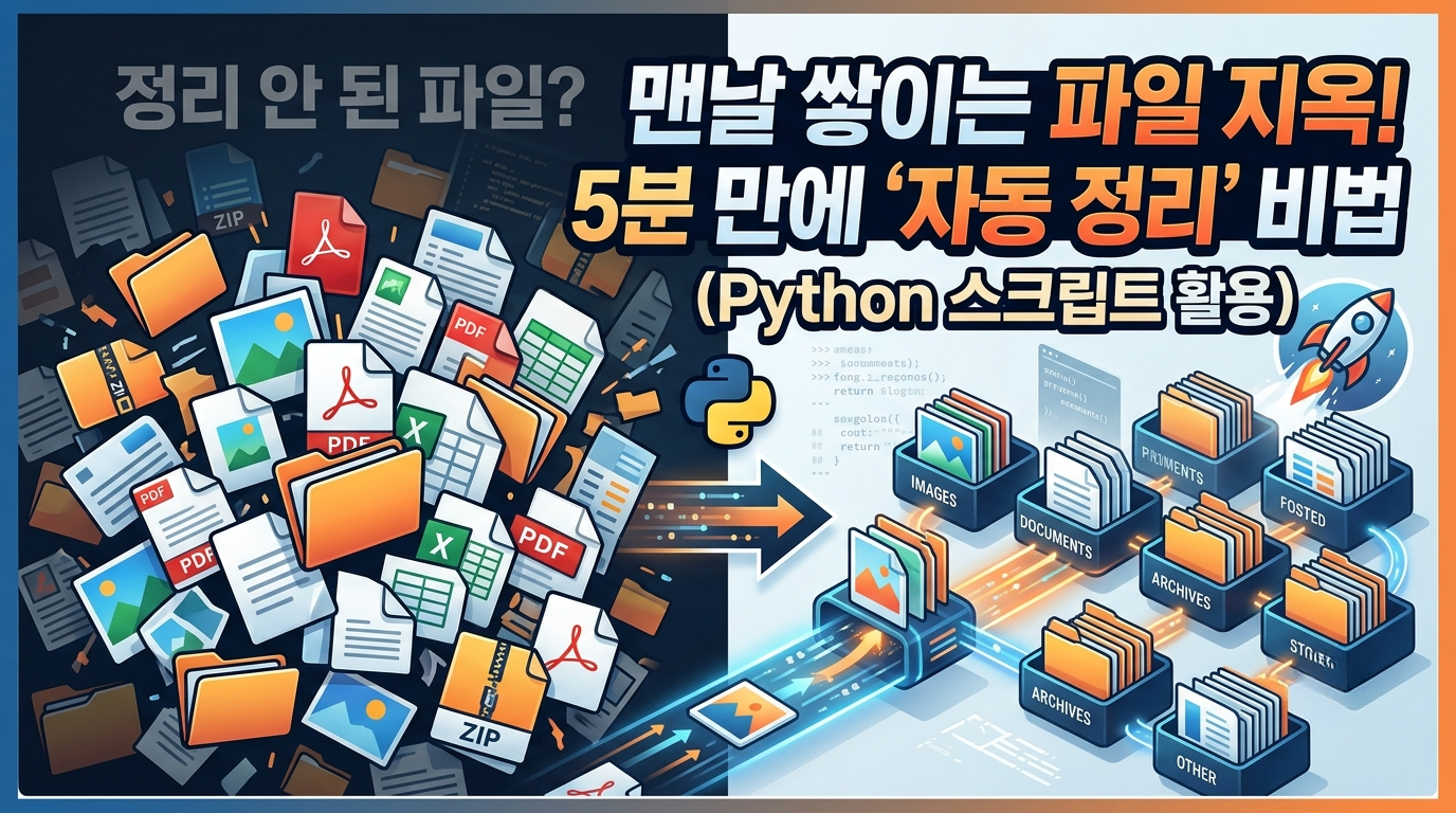 파이썬 스크립트로 파일을 자동 정리하는 방법을 보여주는 썸네일 이미지