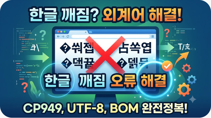 한글 깨짐 오류 해결 총정리 — CP949와 UTF-8, BOM까지